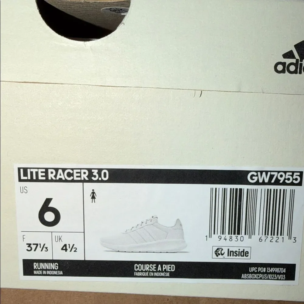 Adidas Lite Racer 3.0 White GW7955 Women’s Size 6
